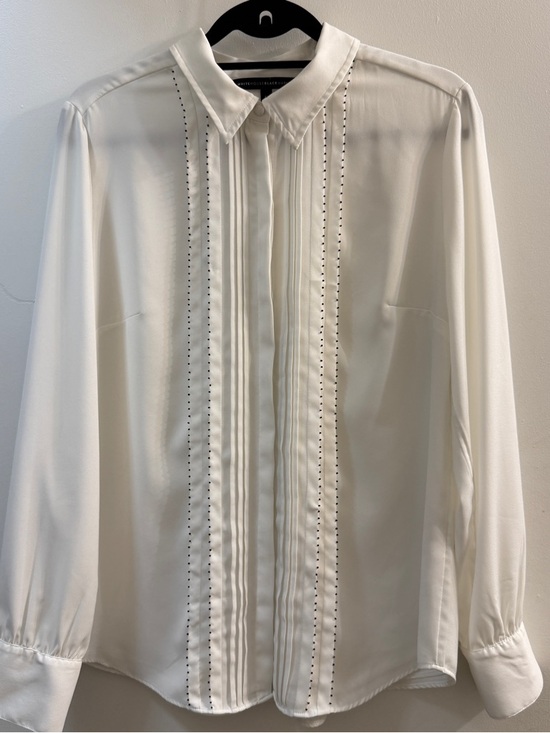 White House Black Market Tops - White House Black Market Ivory Beaded Pleated Blouse 12